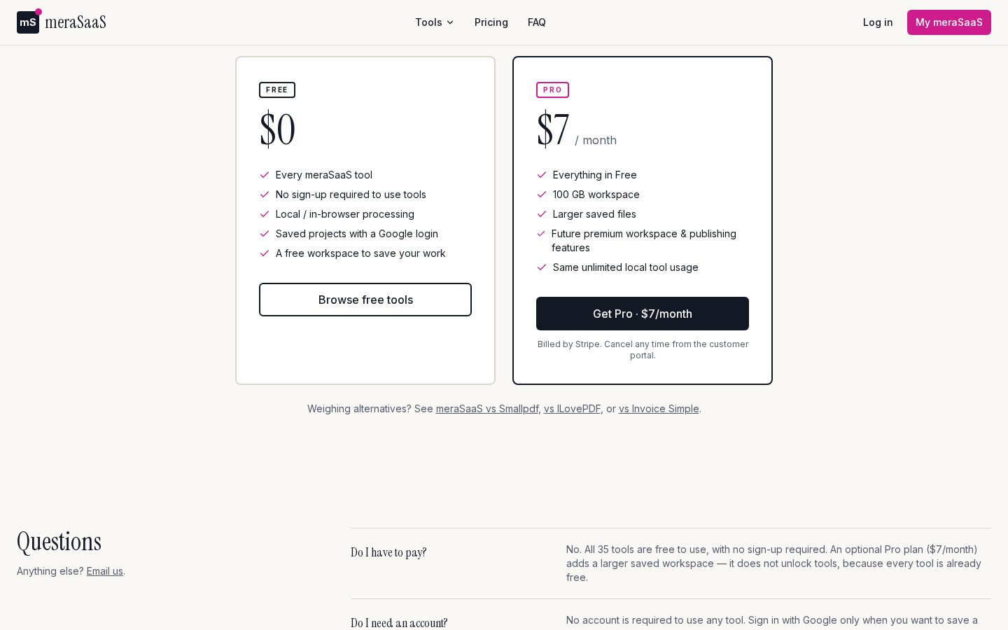 meraSaaS Pricing