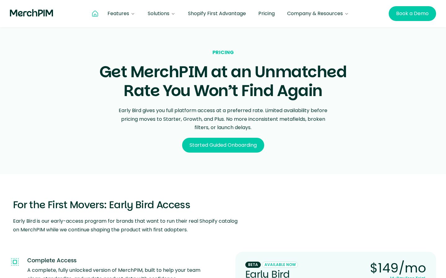 MerchPIM Pricing