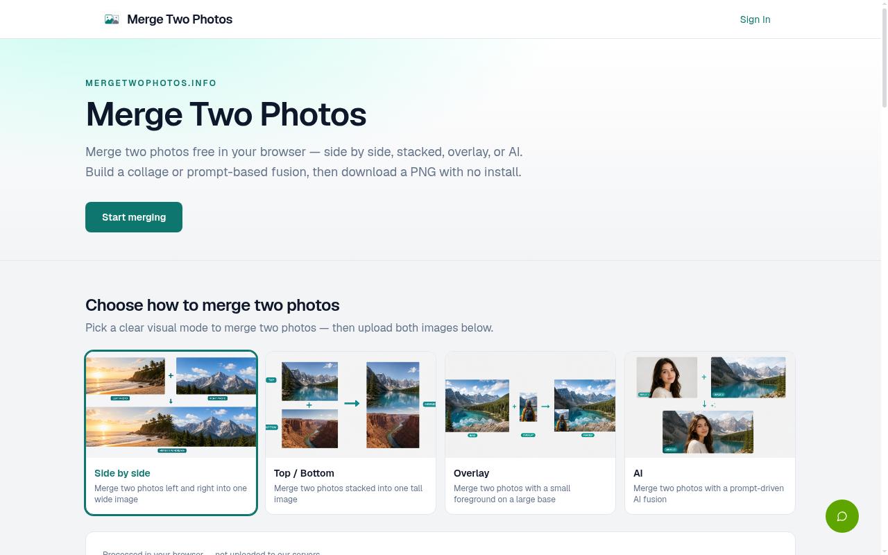 Merge Two Photos Homepage