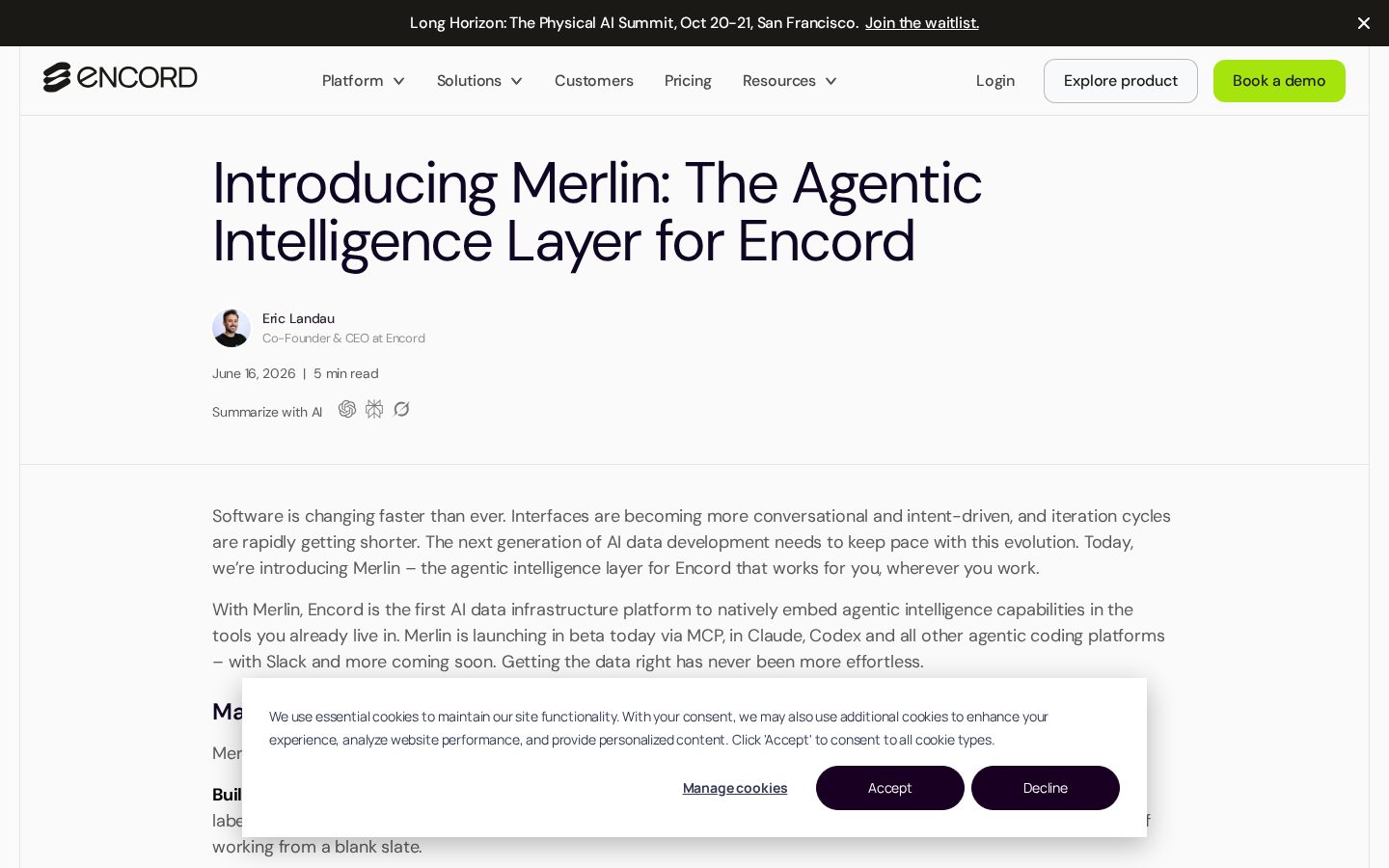 Merlin by Encord Homepage
