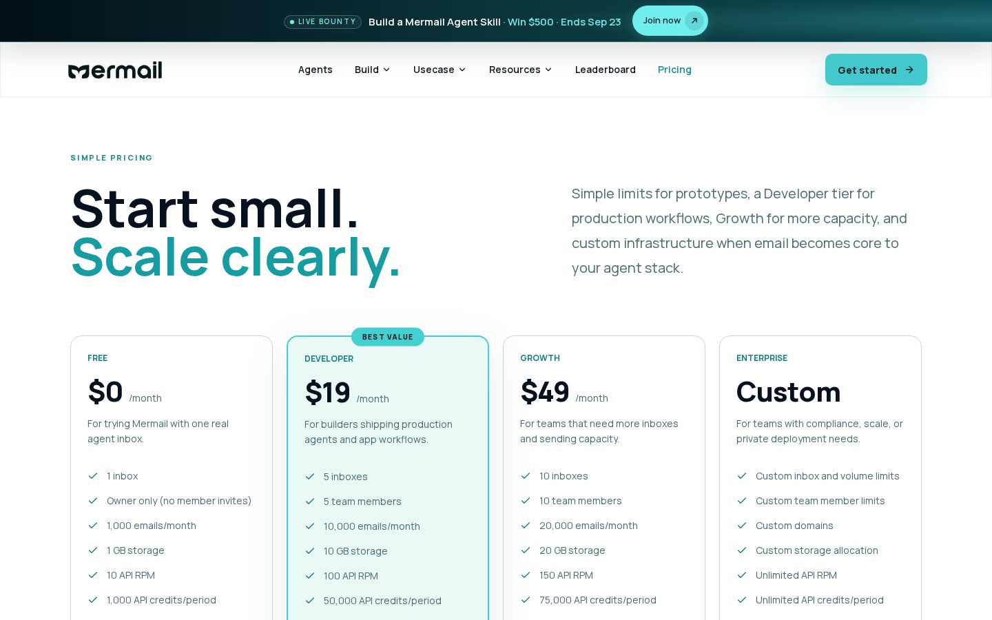 Mermail Pricing