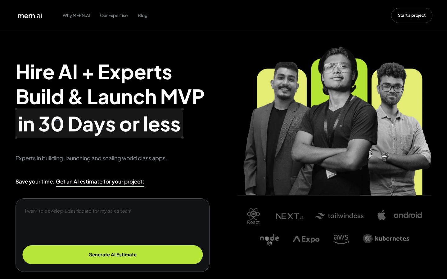MERN.AI Homepage