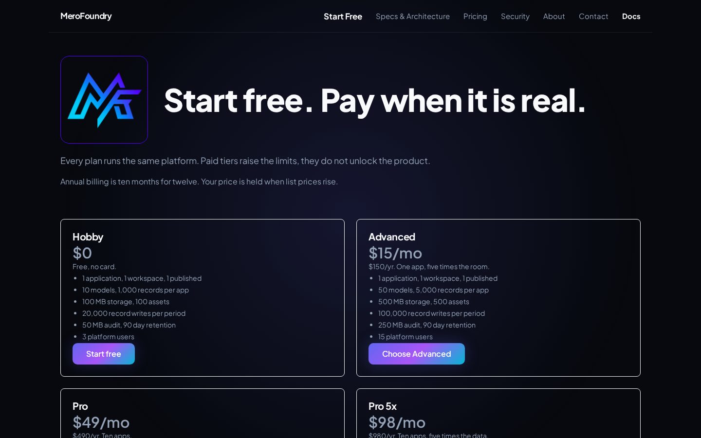 MeroFoundry Pricing