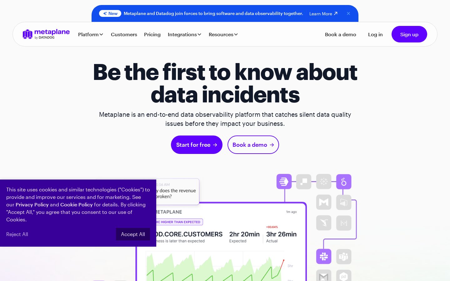 Metaplane Homepage