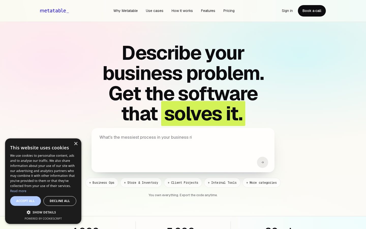 Metatable.ai Homepage