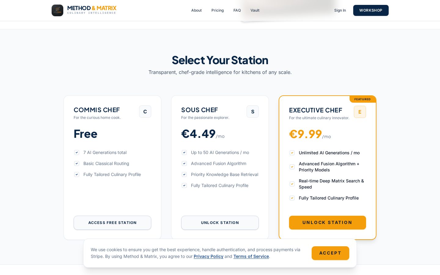 Method & Matrix Pricing