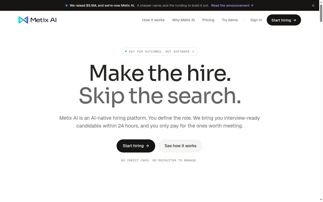 Metix AI homepage