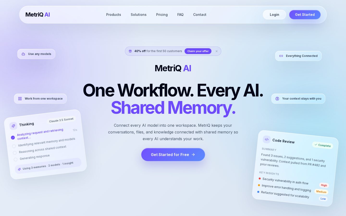 MetriQ AI Homepage