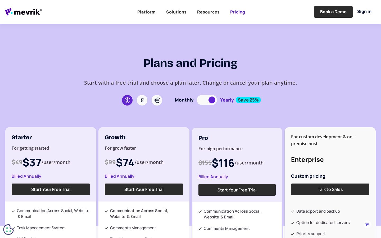 Mevrik Pricing