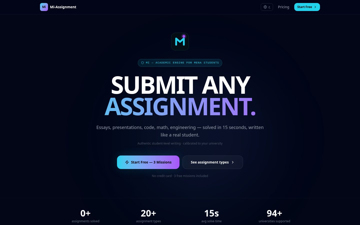Mi-Assignment Homepage