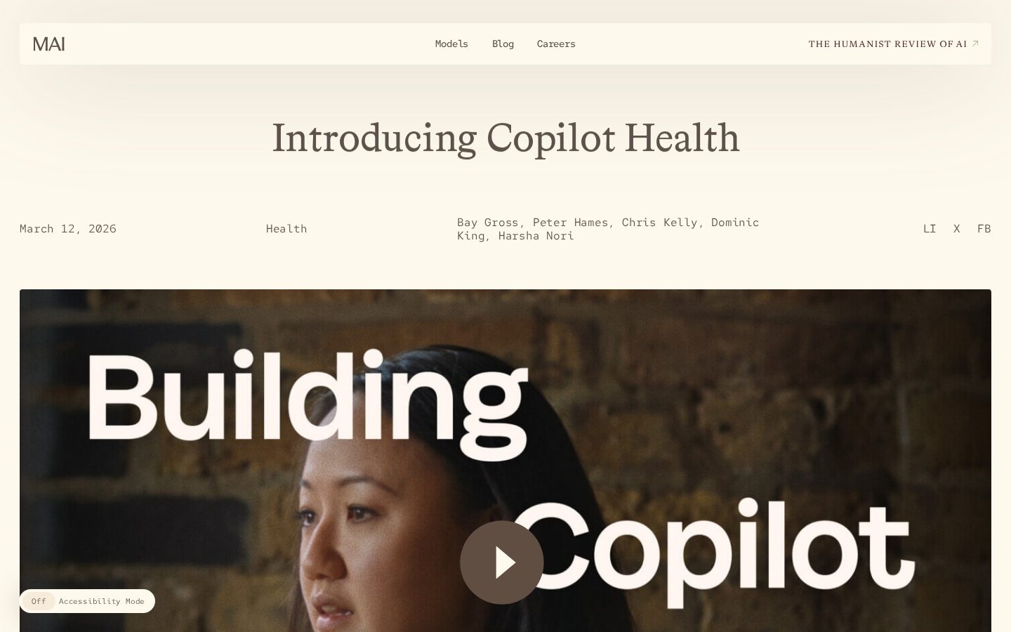 Microsoft Copilot Health Homepage