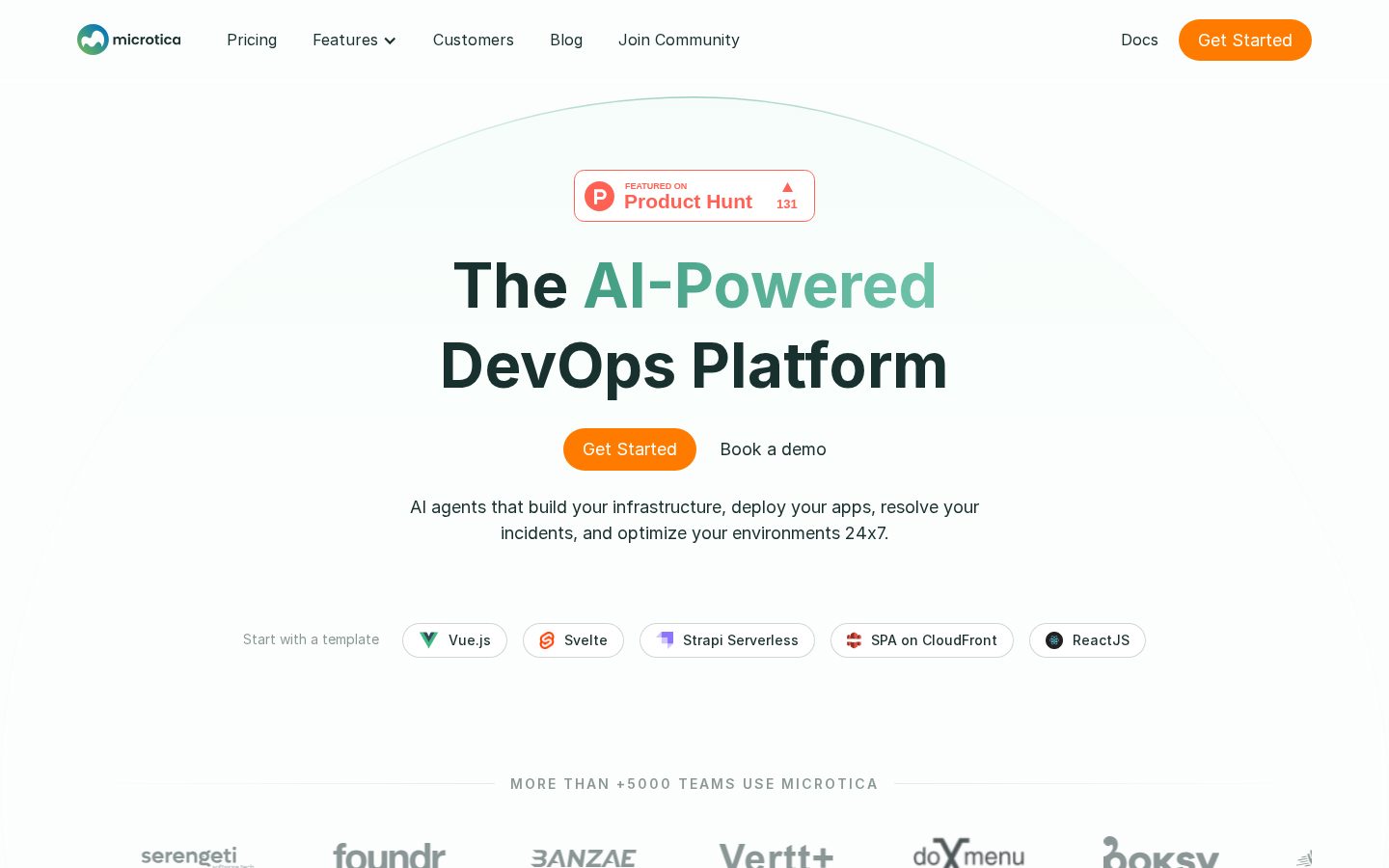 Microtica AI Incident Investigator Homepage