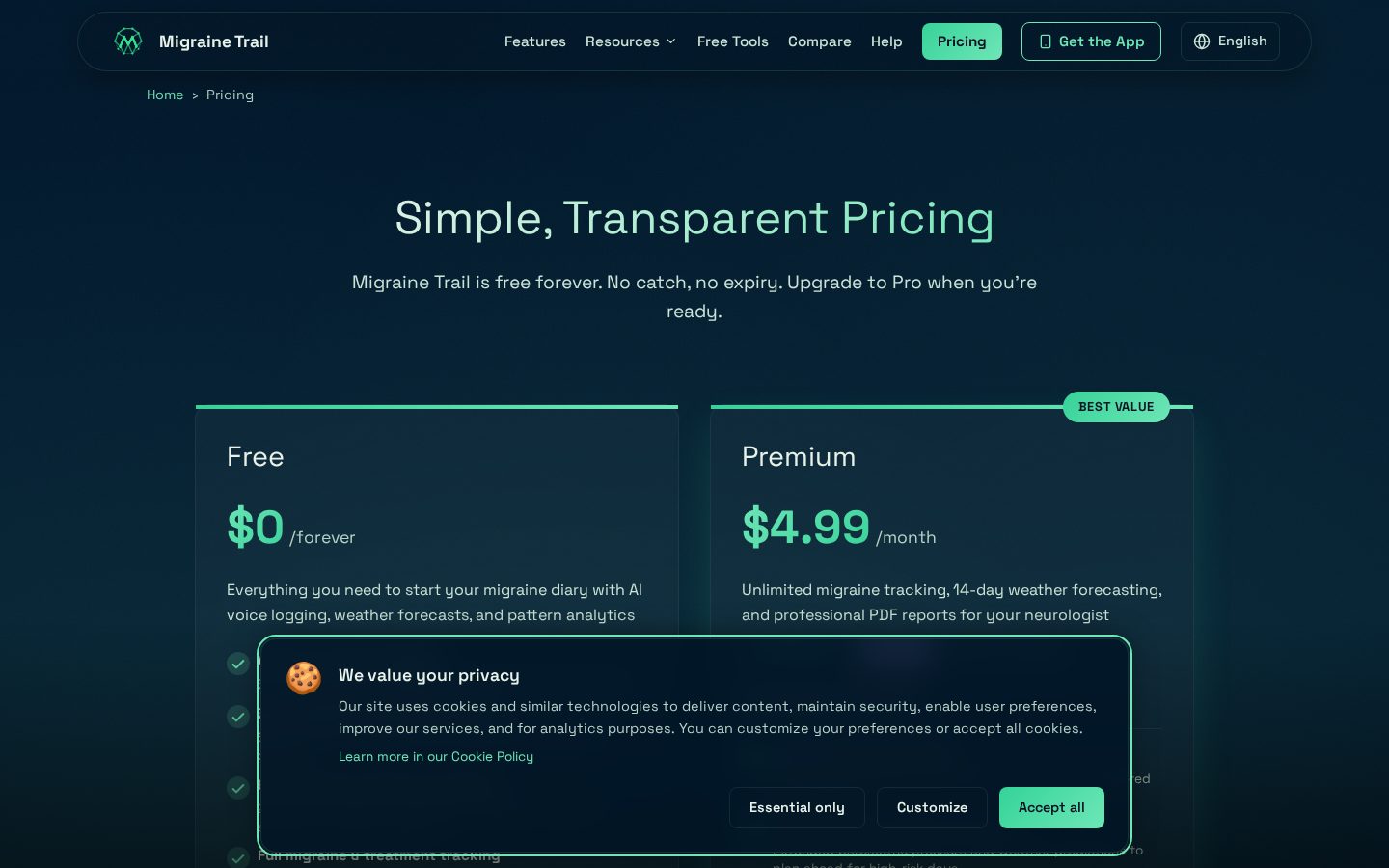 Migraine Trail Pricing