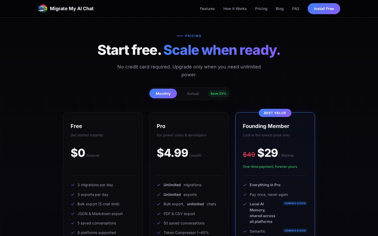 Migrate My AI Chat Pricing