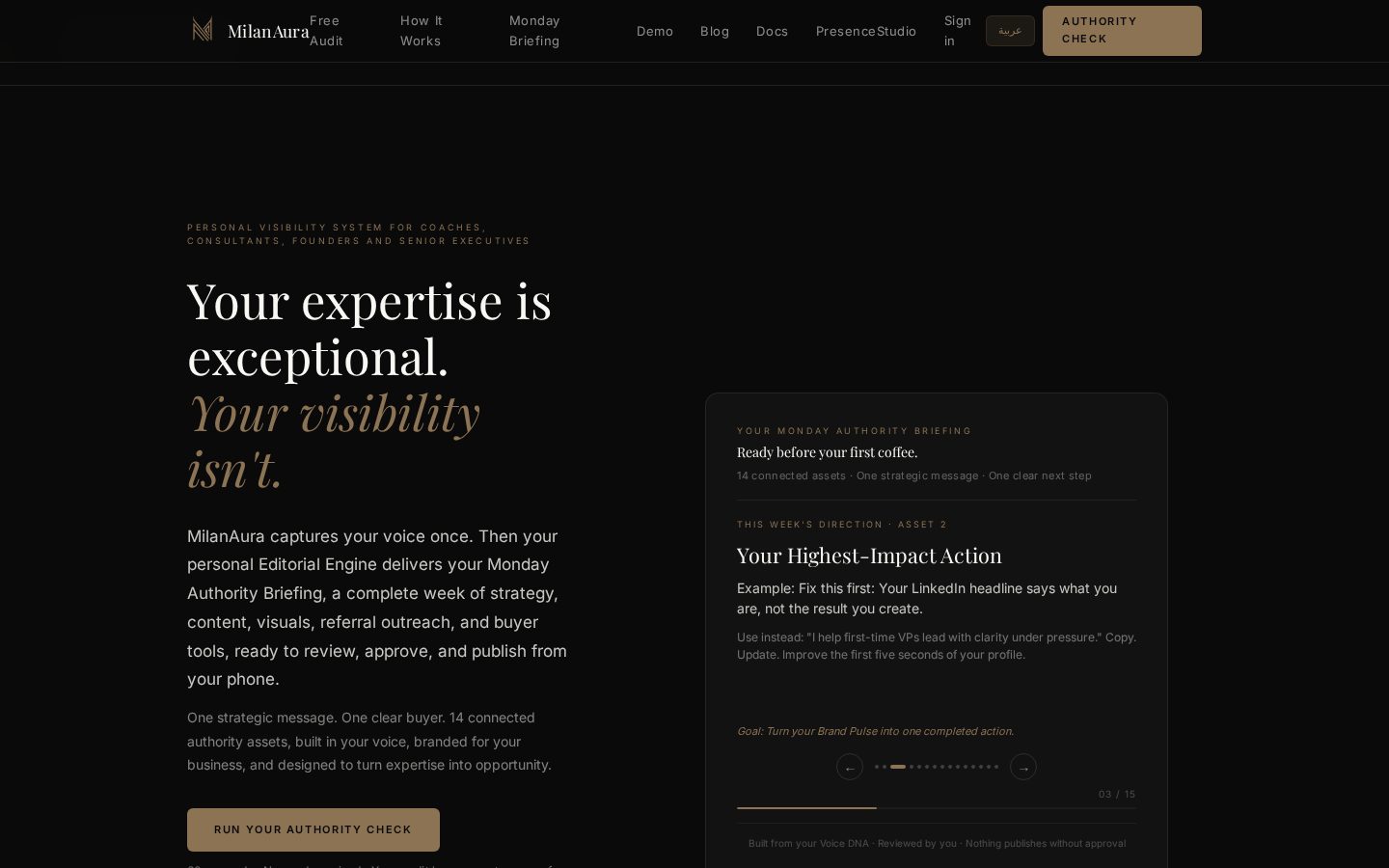 MilanAura AI Studio Homepage