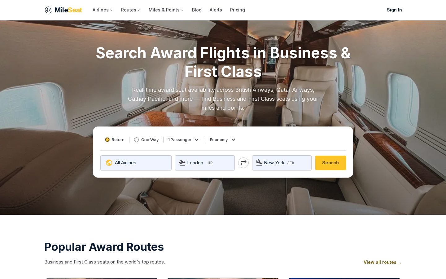 MileSeat Homepage