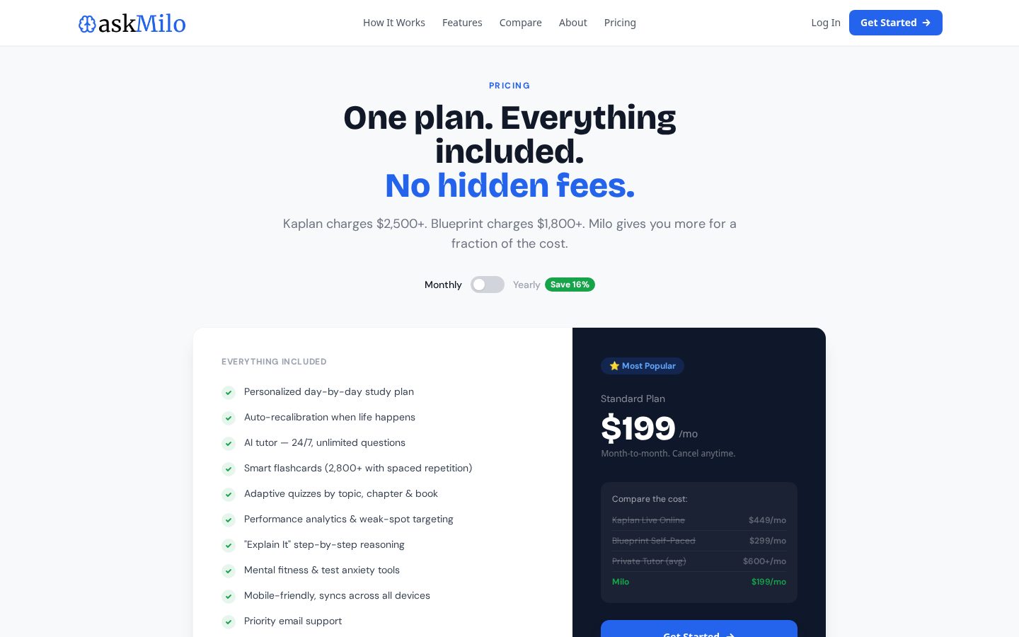 Milo MCAT Prep Pricing