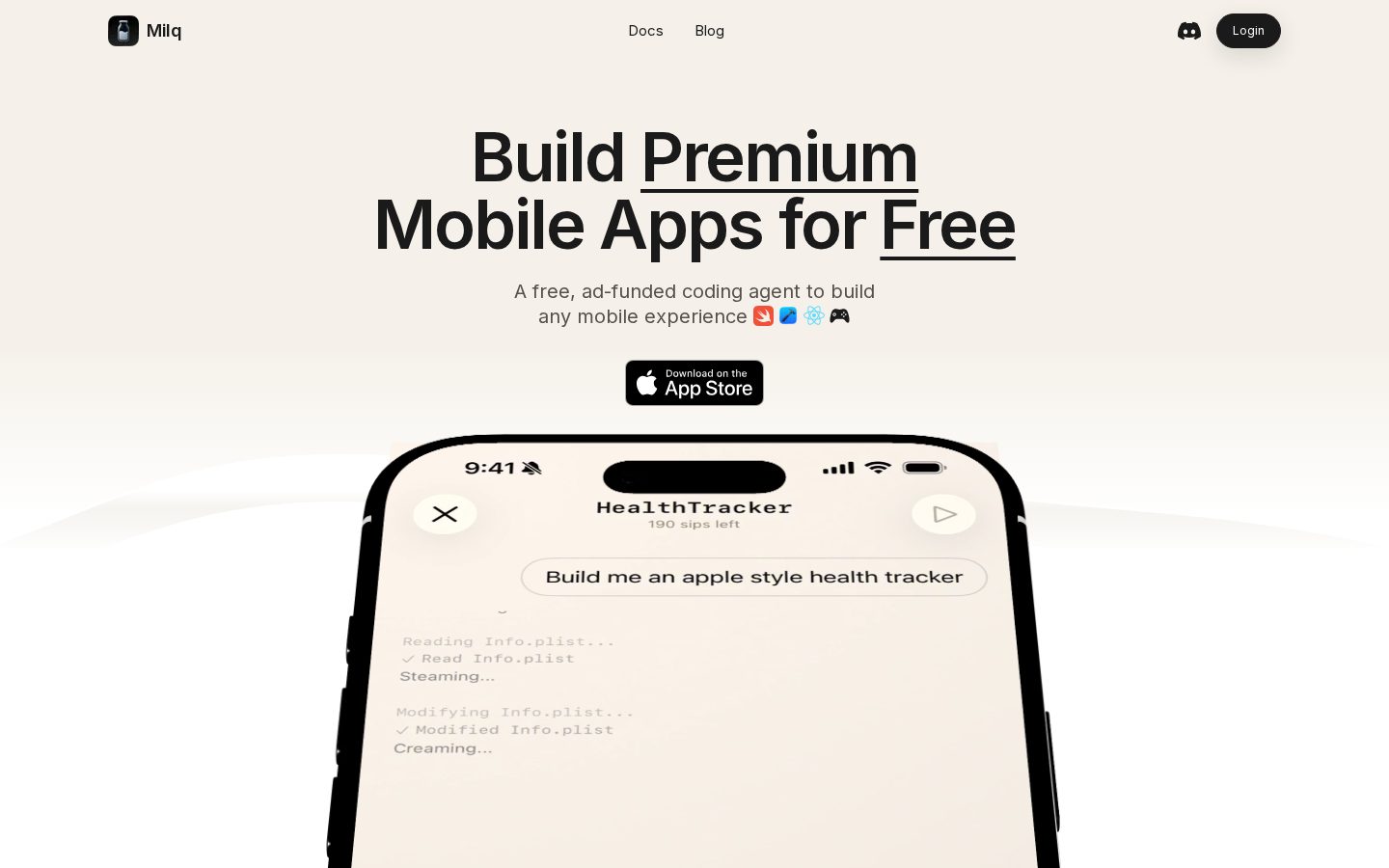 Milq AI Homepage
