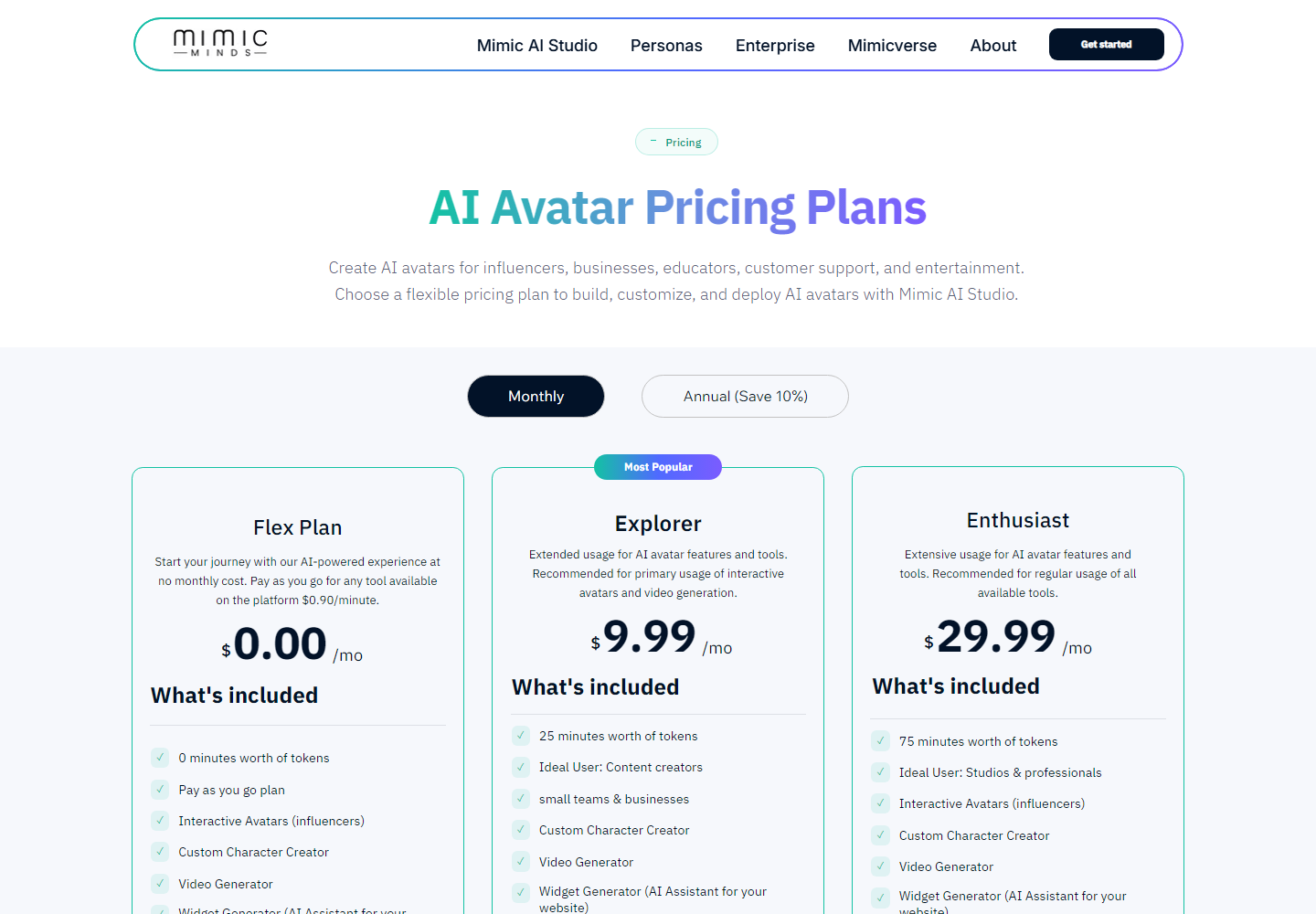 Mimic Minds pricing