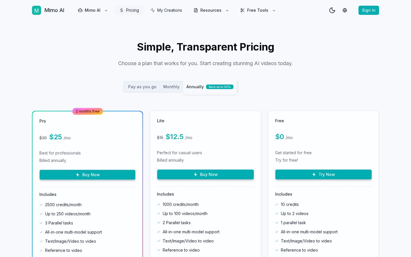 Mimo AI Pricing