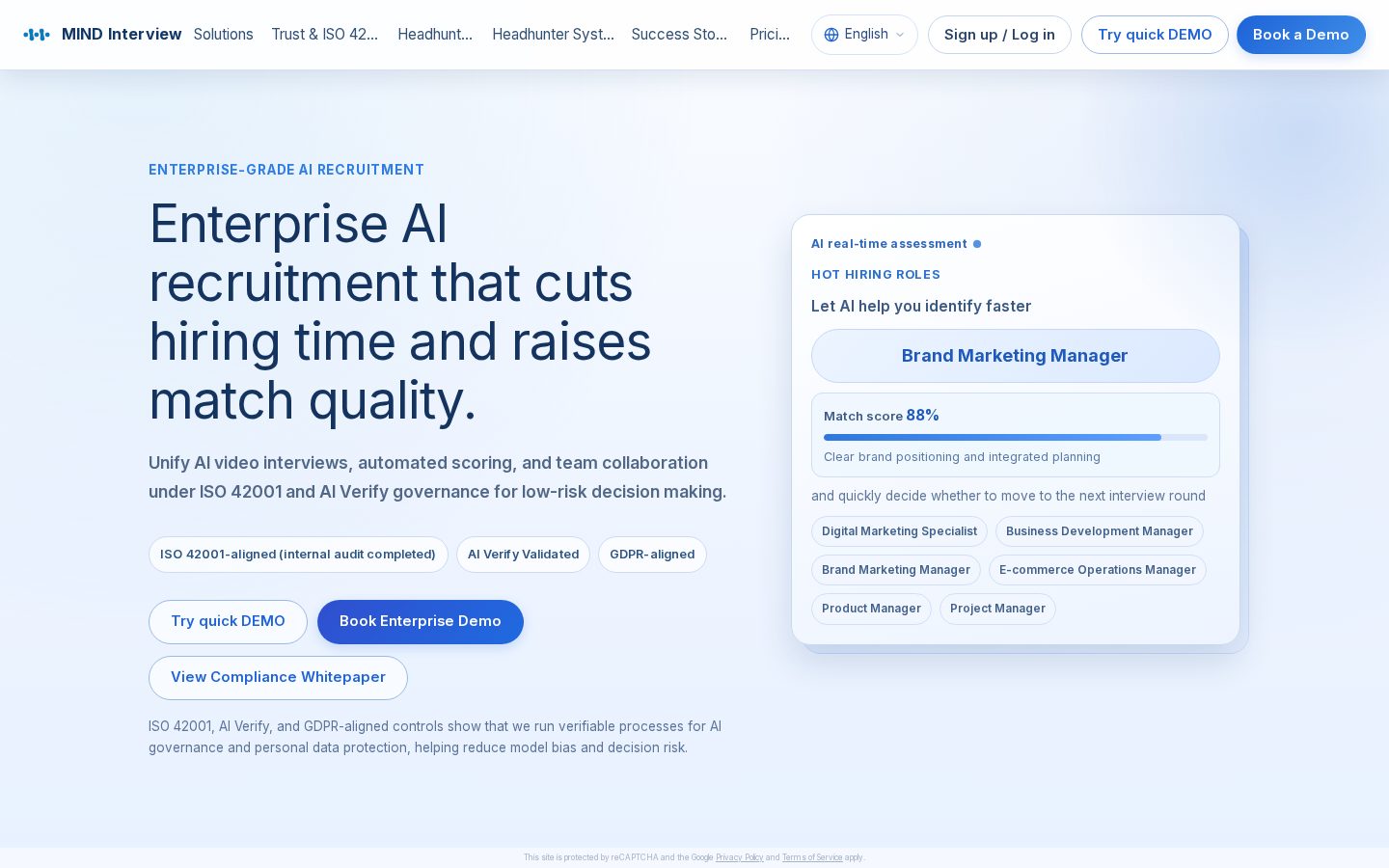 Mind Interview Homepage