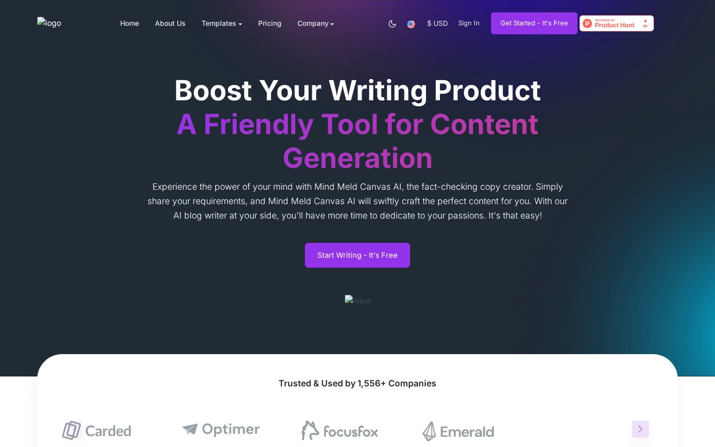 Mind Meld Canvas AI Homepage