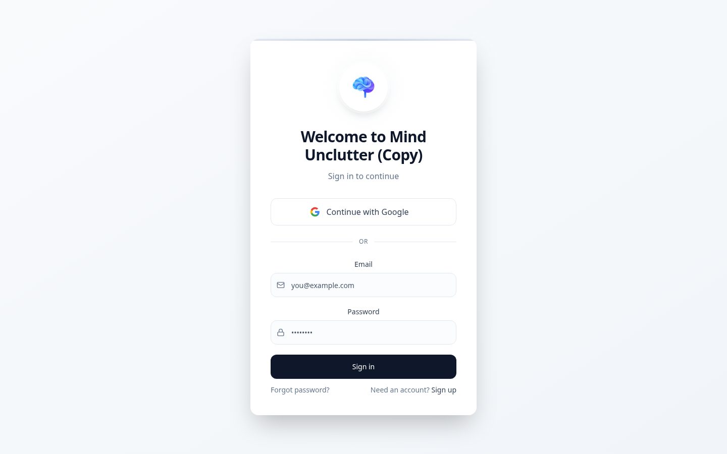 Mind Unclutter Homepage