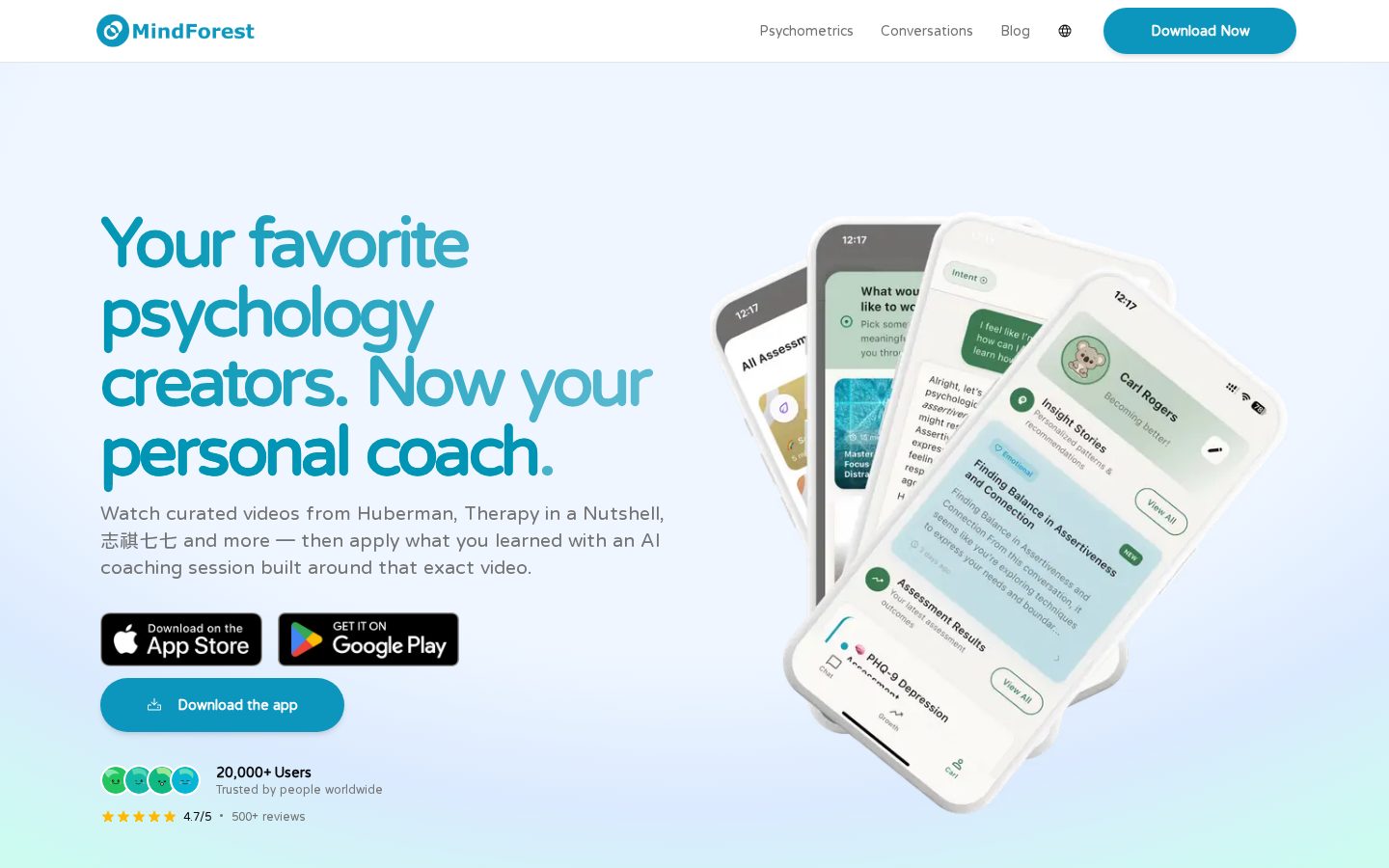 MindForest App Homepage
