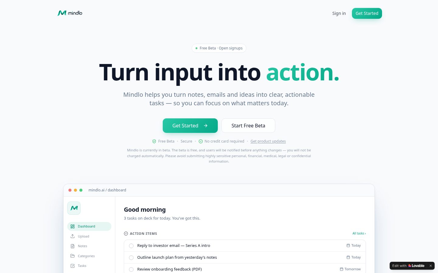 Mindlo Homepage