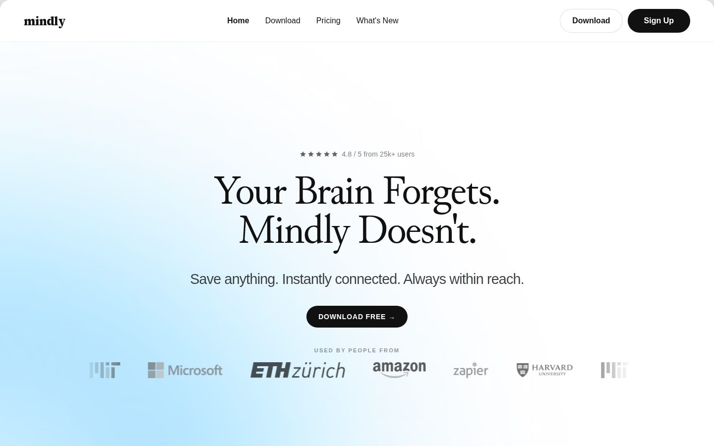 Mindly Homepage