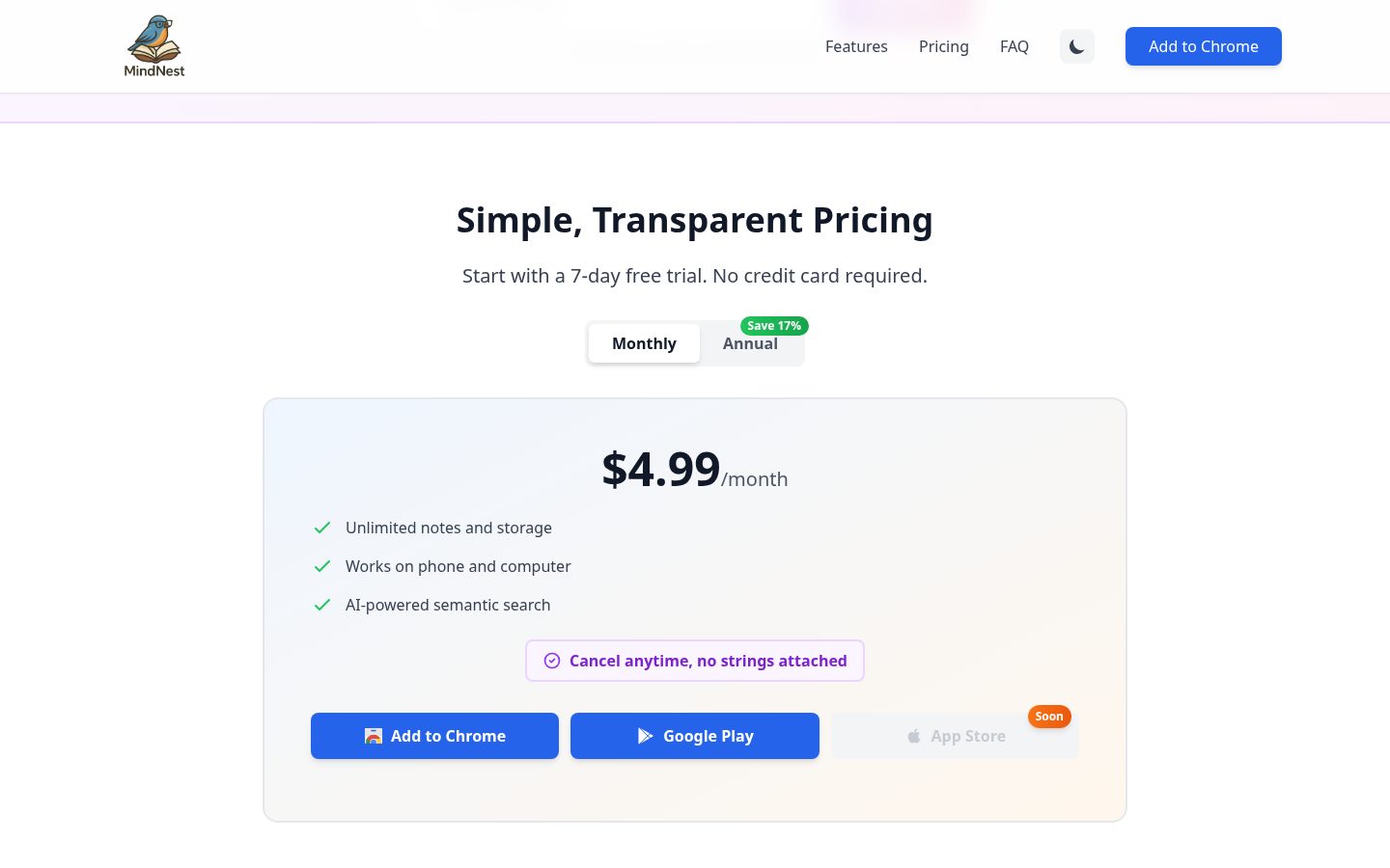 MindNest Pricing