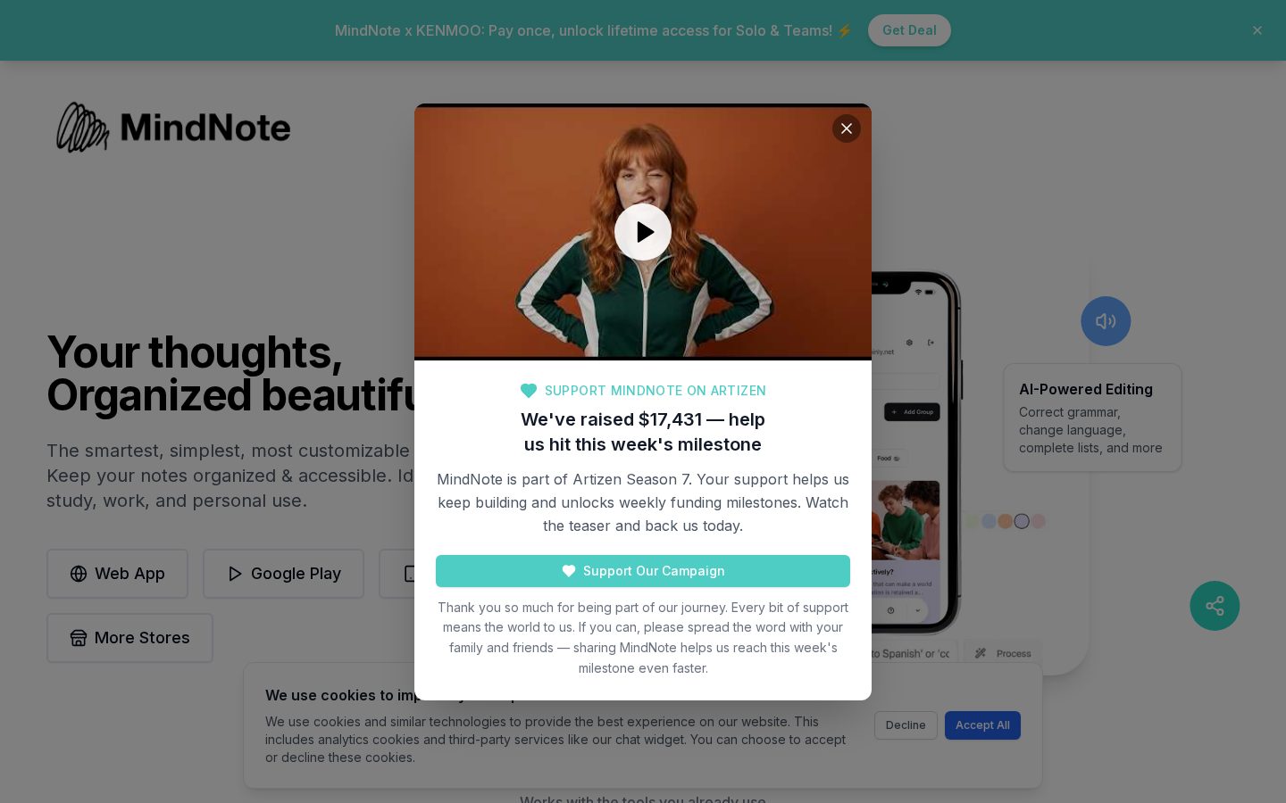 MindNote Homepage