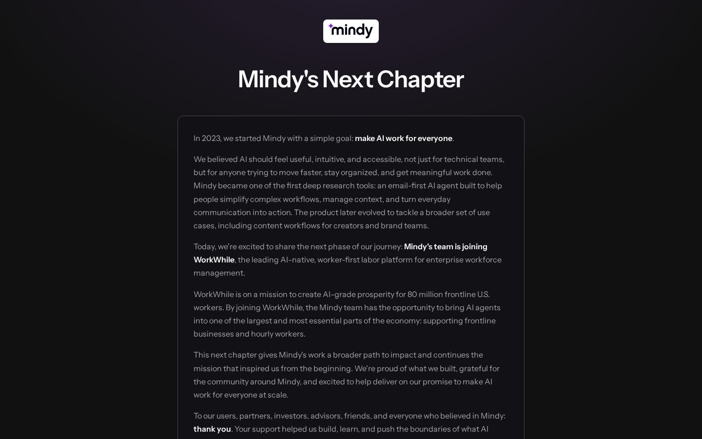 Mindy Homepage