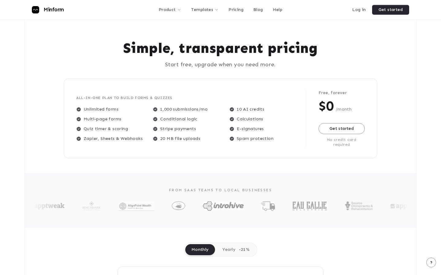 Minform Pricing