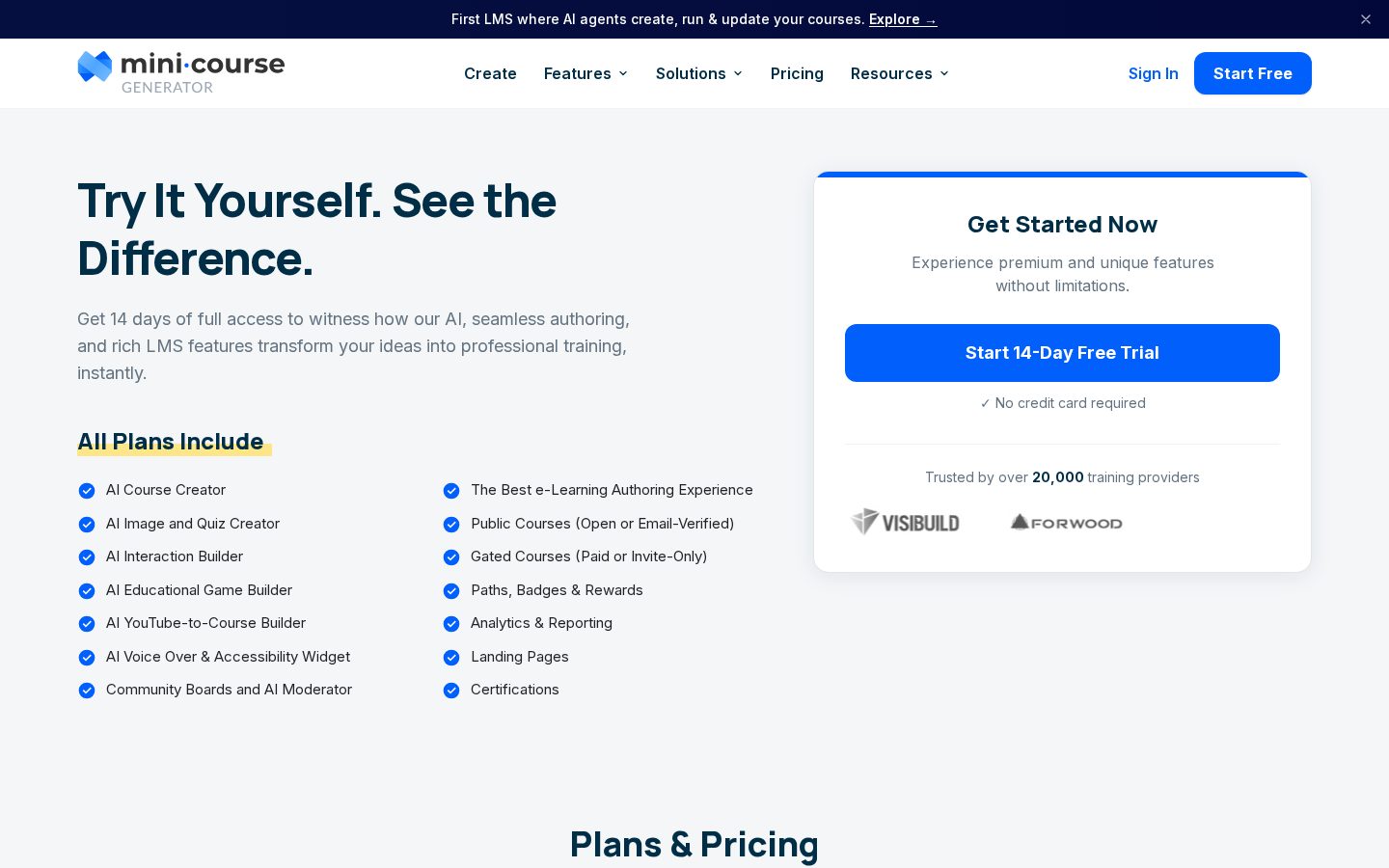 Mini Course Generator Pricing