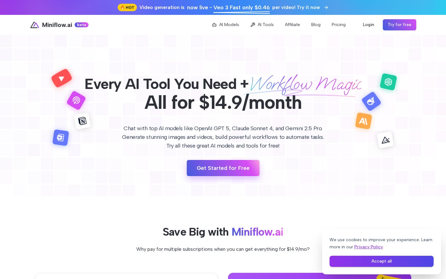 Miniflow AI Homepage