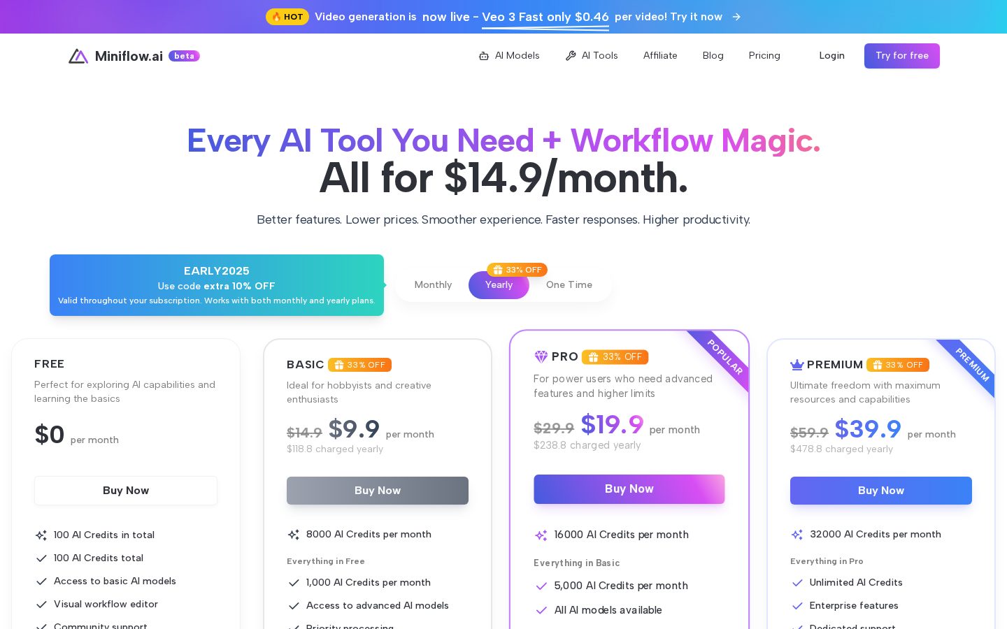 Miniflow AI Pricing