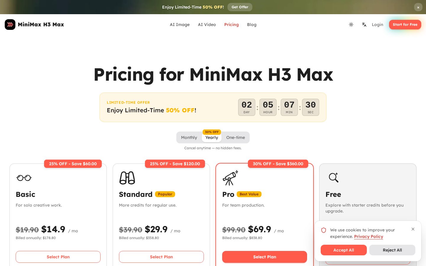 MiniMax H3 Max Pricing