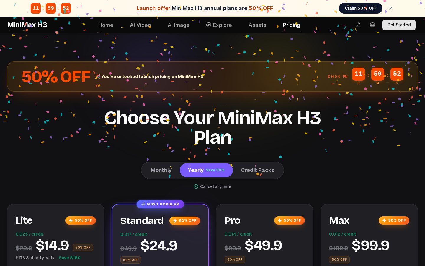 MiniMax H3 Pricing