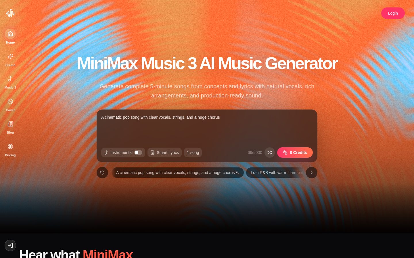 Minimax Music 3.0 Homepage