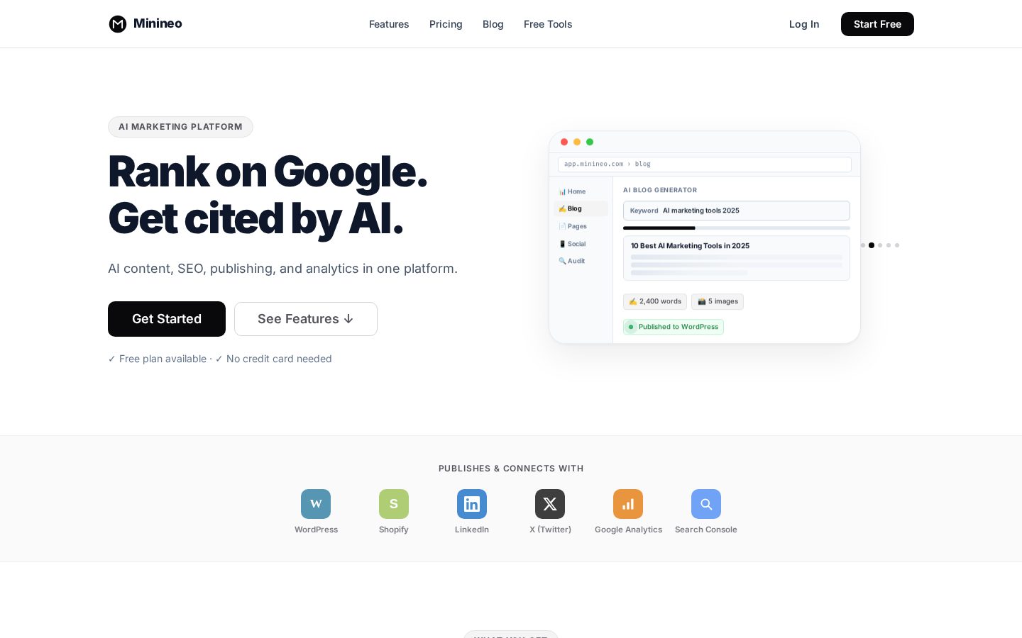 Minineo Homepage