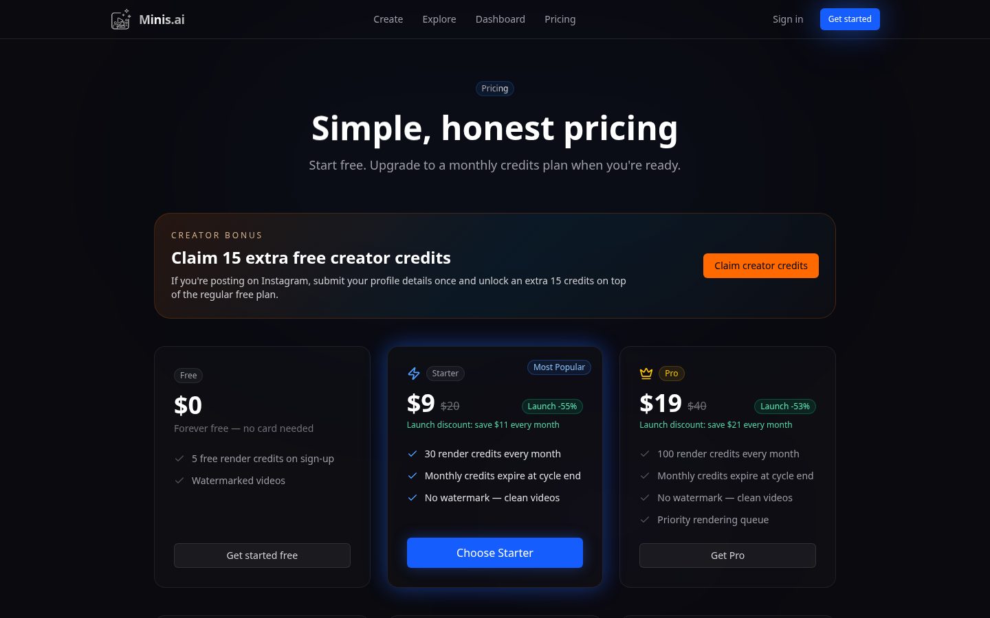 Minis AI Pricing