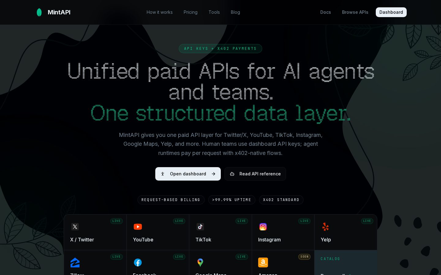 MintAPI Homepage