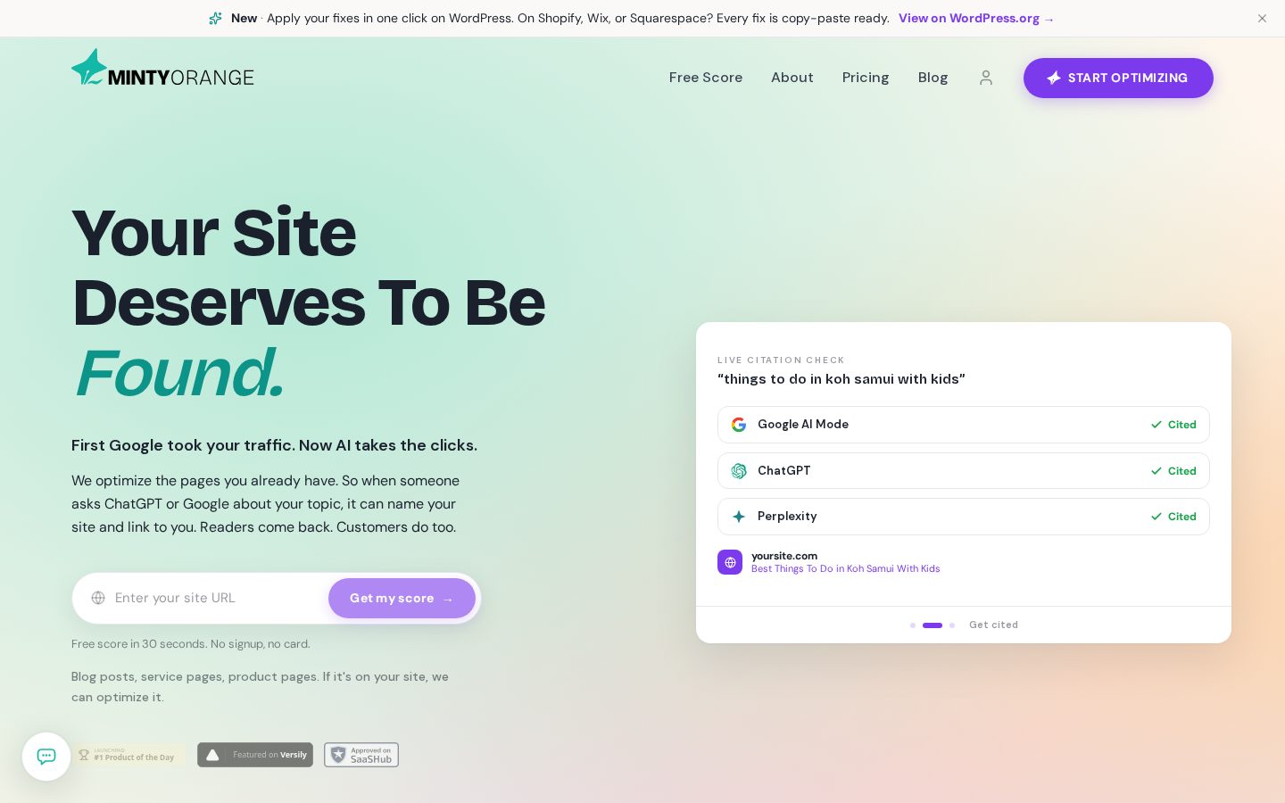 Minty Orange Homepage