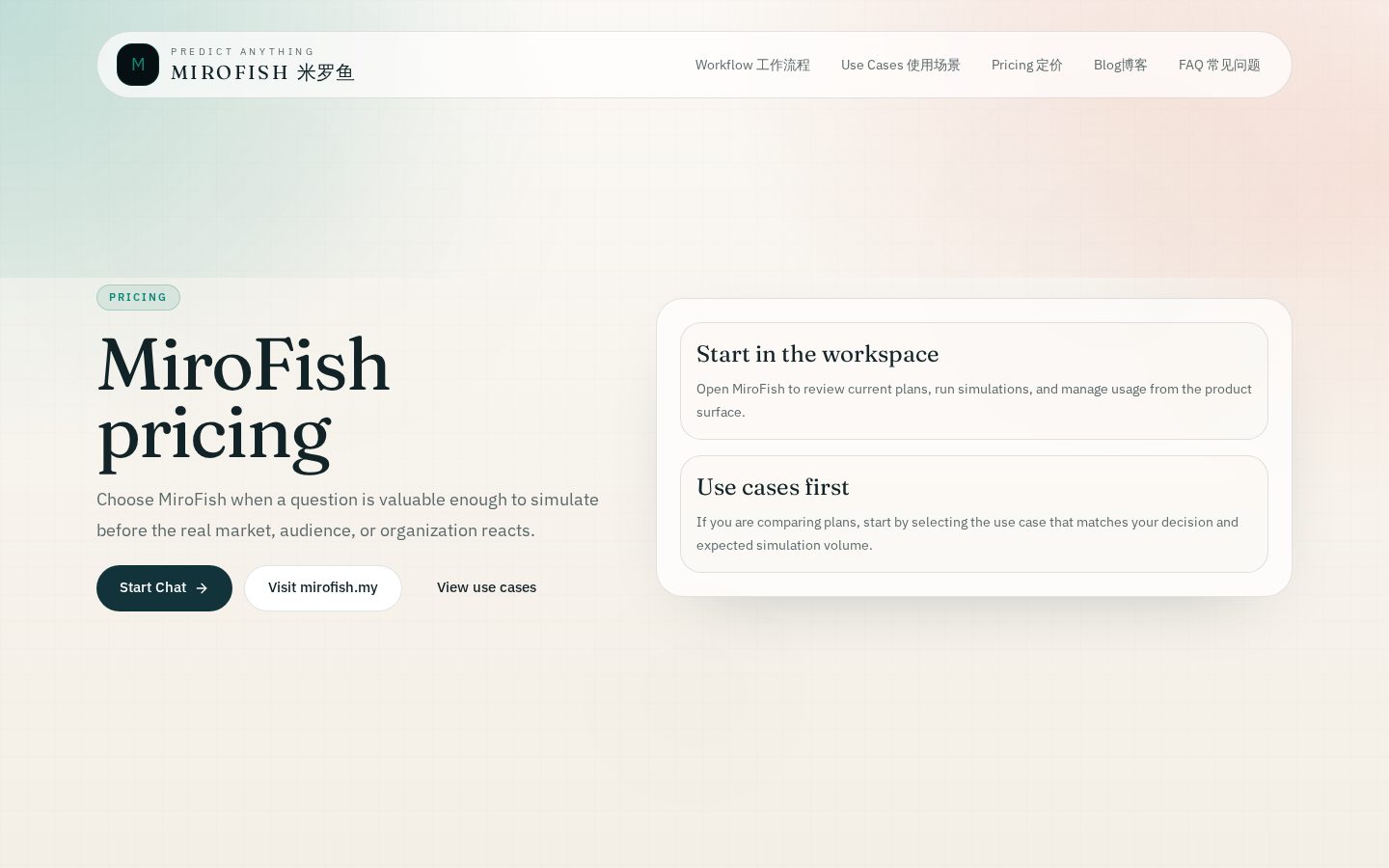 mirofish Pricing