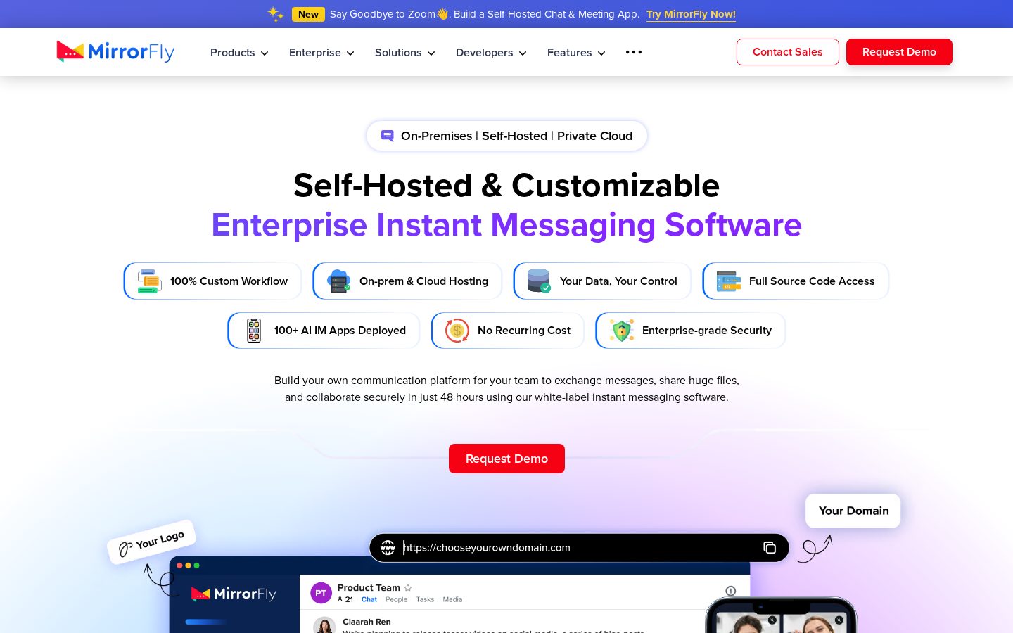 MirrorFly IM software Homepage