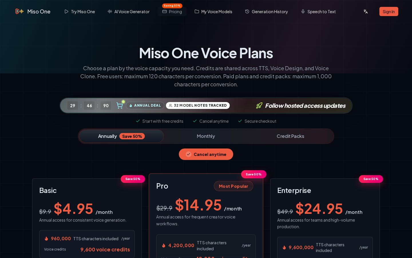 Miso One Pricing