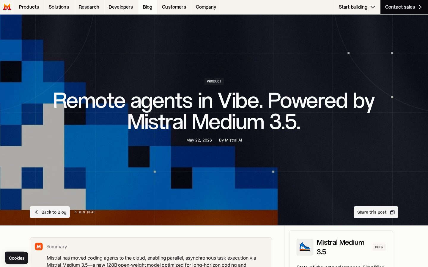 Mistral Medium 3.5 Homepage
