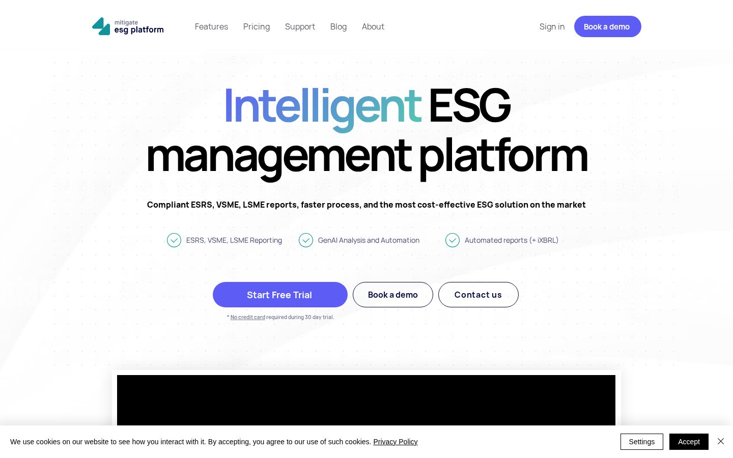 Mitigate ESG Platform Homepage