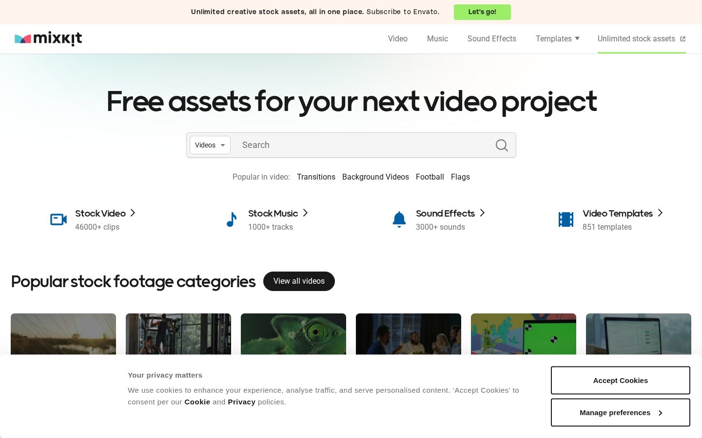 Mixkit Homepage